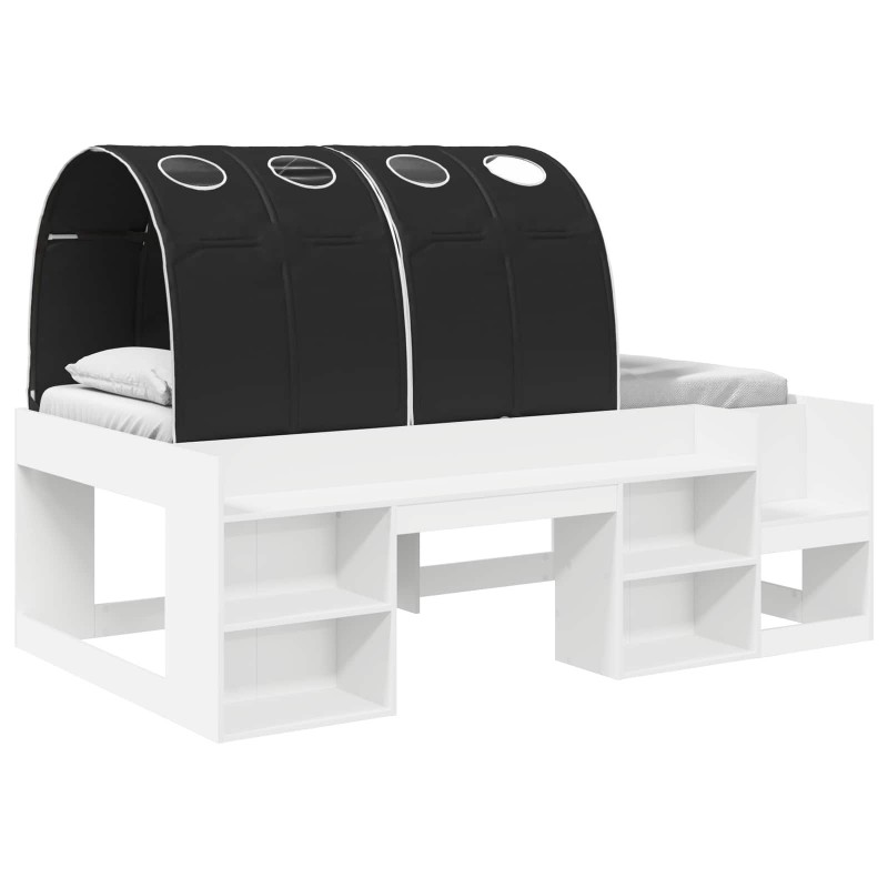 vidaXL Estructura de Cama con Barandas de Cama 3 uds. Blanco y Negro