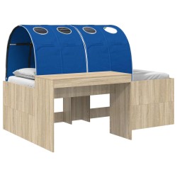 vidaXL Cama alta para niños con escritorio 3 uds. Roble Sonoma y Azul
