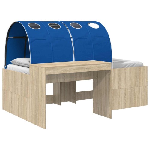 vidaXL Cama alta para niños con escritorio 3 uds. Roble Sonoma y Azul