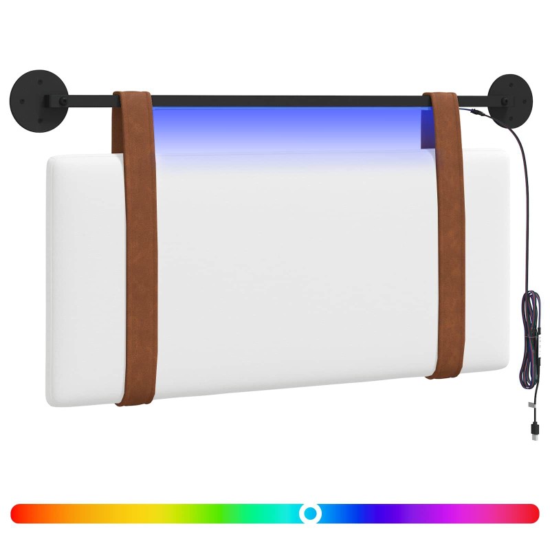 vidaXL Cabecero colgante Con luz LED Blanco PU antiguo