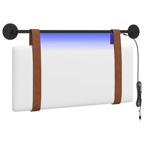 vidaXL Cabecero colgante Con luz LED Blanco PU antiguo