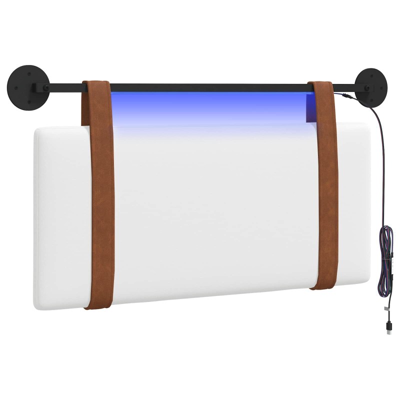 vidaXL Cabecero colgante Con luz LED Blanco PU antiguo