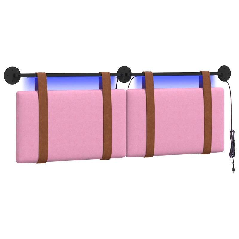 vidaXL Cabecero colgante Con luz LED Rosa PU antiguo