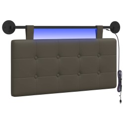vidaXL Cabecero colgante Con luz LED Gris Cuero sintético