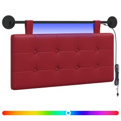 vidaXL Cabecero colgante Con luz LED Rojo vino Cuero sintético