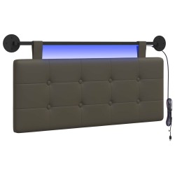 vidaXL Cabecero colgante Con luz LED Gris Cuero sintético