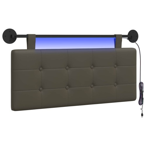 vidaXL Cabecero colgante Con luz LED Gris Cuero sintético
