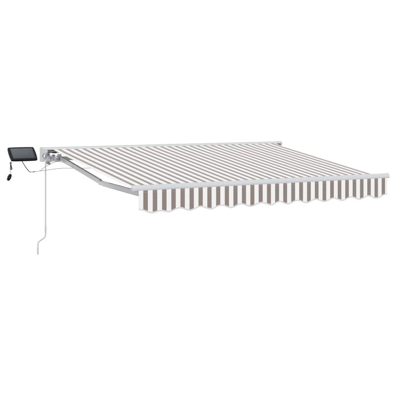 vidaXL Armazón de toldo manual con LEDs Gris claro y blanco. 4 x 3,5 m