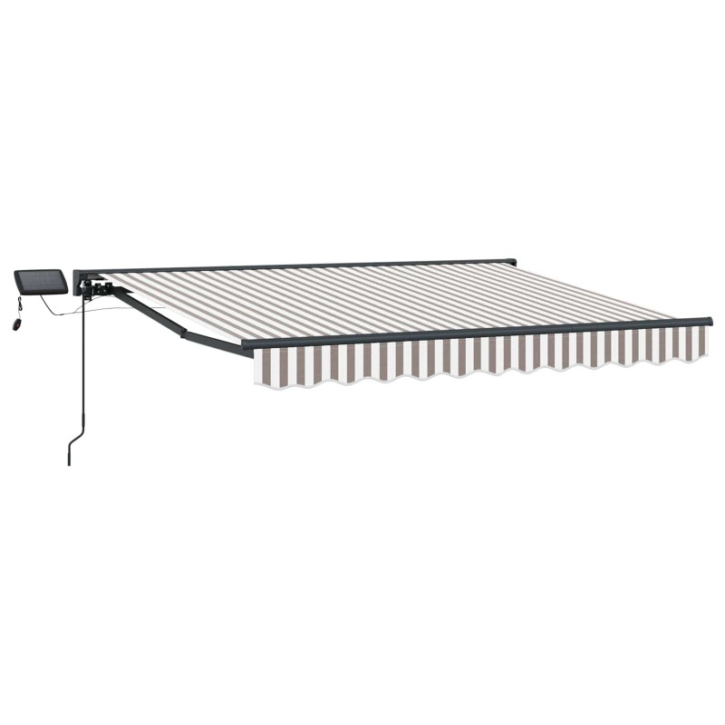 vidaXL Armazón de toldo manual con LEDs Gris claro y blanco. 4,5 x 3 m