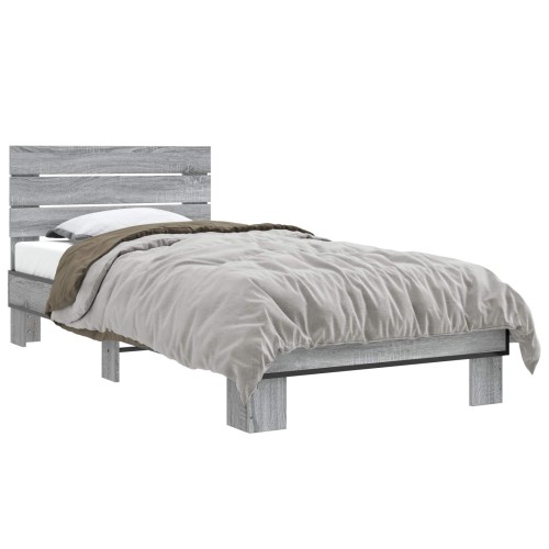 vidaXL Estructura de cama con cabecero Sonoma gris 80 x 200 cm