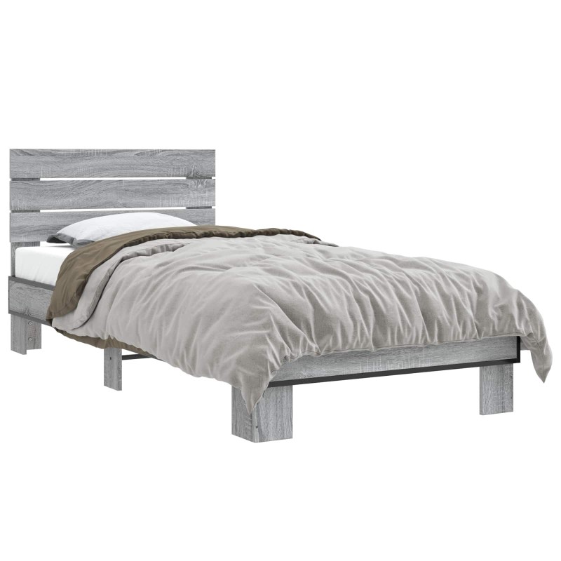 vidaXL Estructura de cama con cabecero Sonoma gris 80 x 200 cm