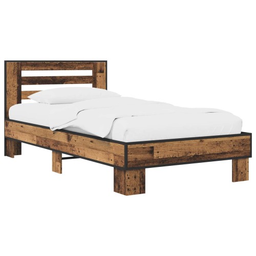 vidaXL Estructura de cama con cabecero Madera envejecida 80 x 200 cm