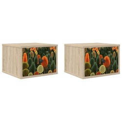 vidaXL Mesita de noche de pared ZAANDAM 2 uds. Roble Sonoma