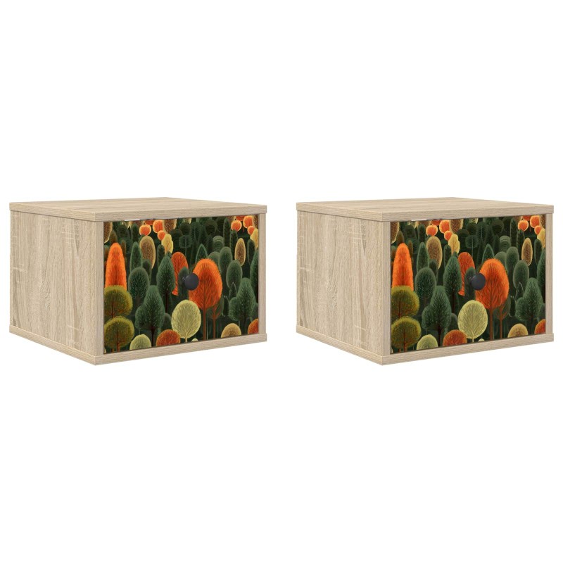 vidaXL Mesita de noche de pared ZAANDAM 2 uds. Roble Sonoma