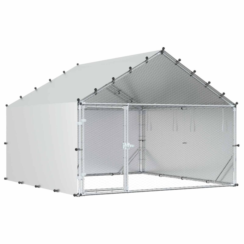 vidaXL Gallinero con Techo Plateado 200 x 200 x 150 cm