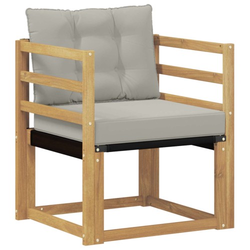 vidaXL Sofá de exterior Madera maciza de acacia y textileno Blanco