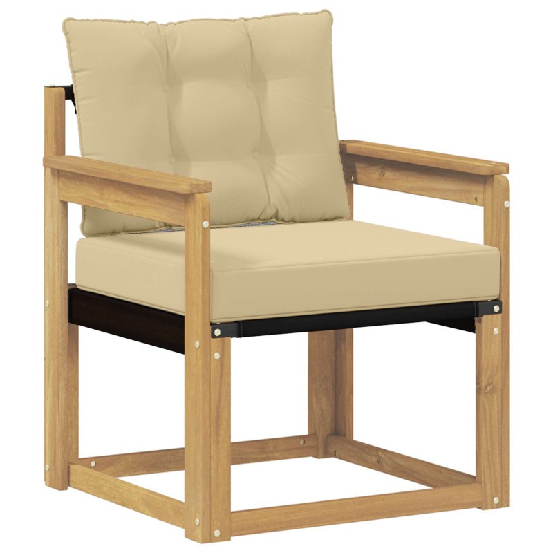 vidaXL Sofá de exterior Madera maciza de acacia y textileno Blanco