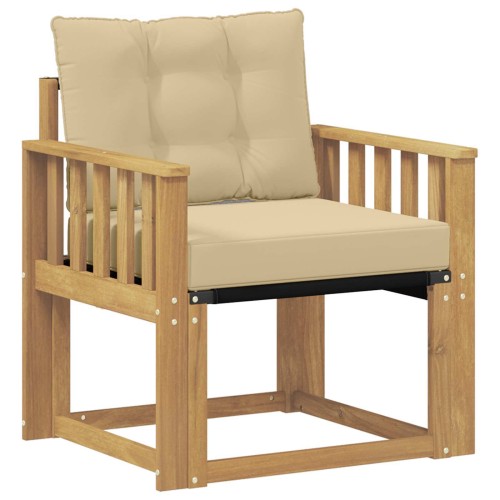 vidaXL Sofá de exterior Madera maciza de acacia y textileno Blanco