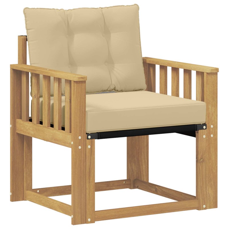 vidaXL Sofá de exterior Madera maciza de acacia y textileno Blanco