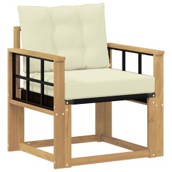 vidaXL Sofá de exterior Madera maciza de acacia y textileno Blanco
