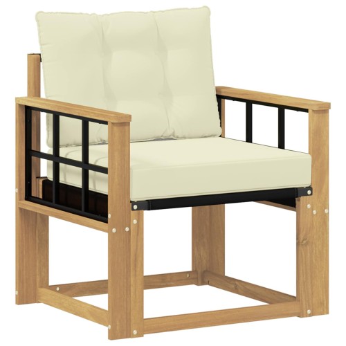 vidaXL Sofá de exterior Madera maciza de acacia y textileno Blanco