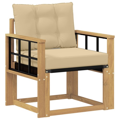 vidaXL Sofá de exterior Madera maciza de acacia y textileno Blanco
