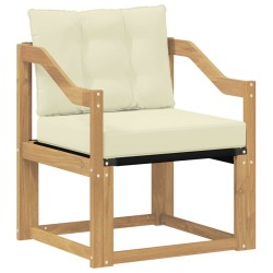 vidaXL Sofá de exterior Madera de Acacia Sólida Blanco y crema